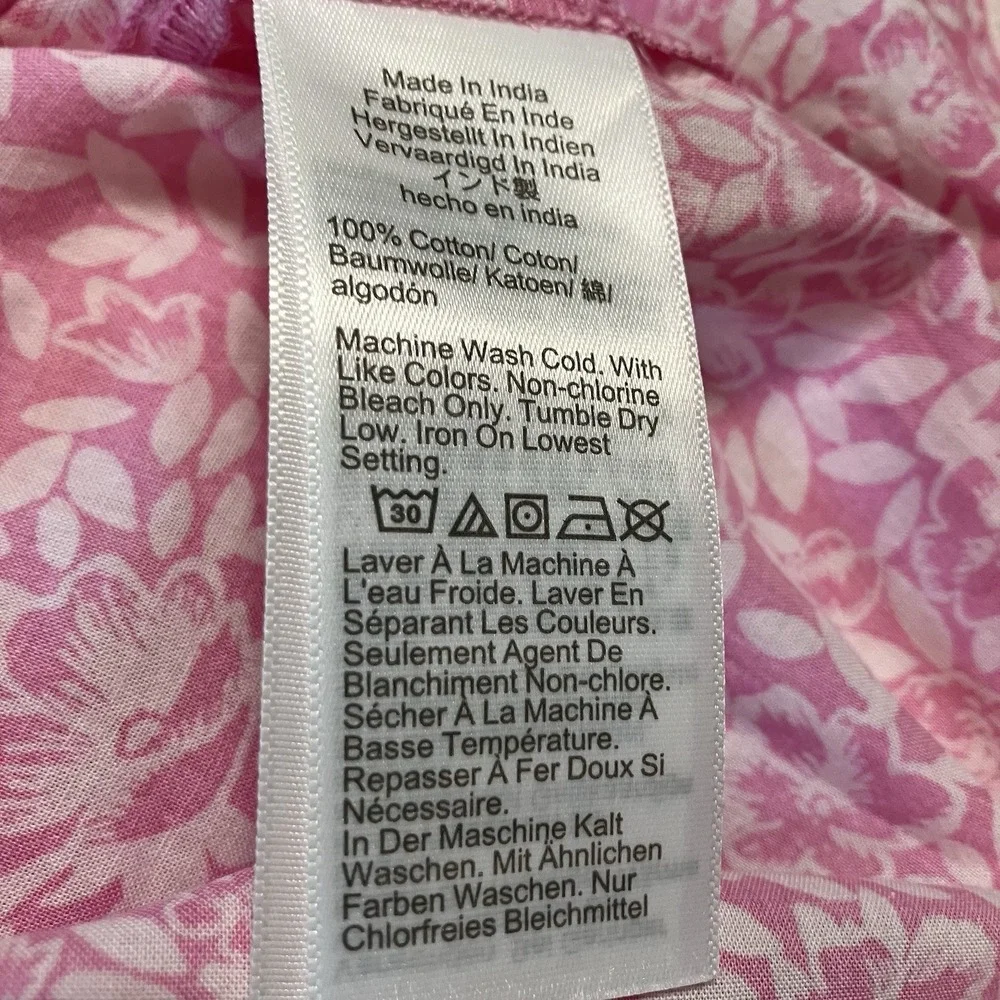 J Crew Shirt Womens Sz XS Pink Puff Sleeve Floral Print V-Neck‎ Top